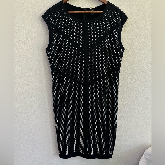 Chico’s black label studded black jersey dress sleeveless large Chico’s size 2 - Picture 1 of 7